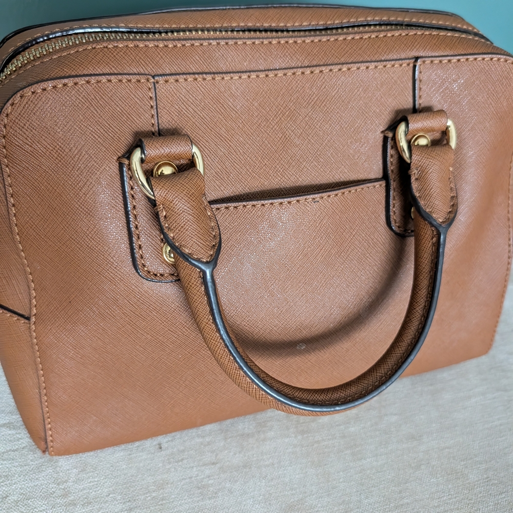 MICHAEL Michael Kors LAILA  Brown Leather Satchel - Picture 12 of 16